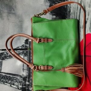 Tiganello Green & Brown Leather Satchel